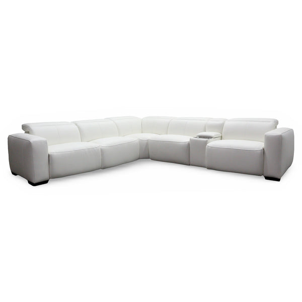 Aspen 6-Piece Power Reclining Sectional in Snow White Leather