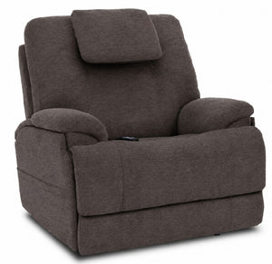 Flexsteel MODEL 4+ Power Lift Recliner with Power Headrest, Power Lumbar, Heat & Massage Umber