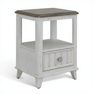 American Woodcrafters Beach Comber 1-Drawer Nightstand Weathered White With Brown Top