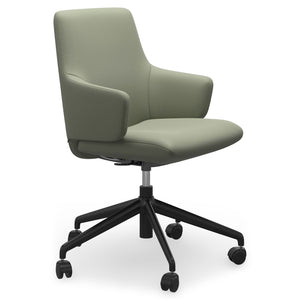 Ekornes Stressless Laurel Large Low Back Home Office Chair with Arms in Paloma Shadow Green