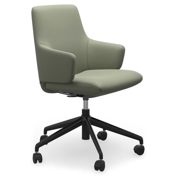Ekornes Stressless Laurel Large Low Back Home Office Chair with Arms in Paloma Shadow Green