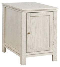 Aspen Home Sandro Chairside Table with Door in Brushed White