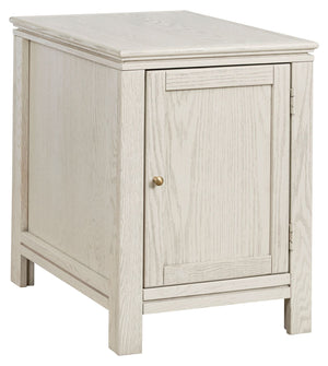 Aspen Home Sandro Chairside Table with Door in Brushed White