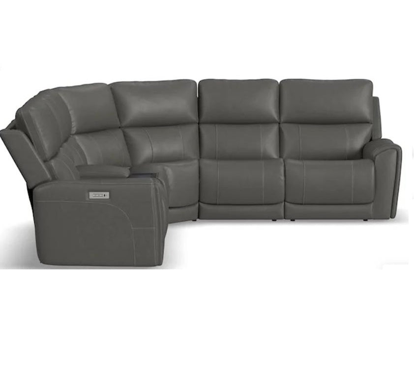 Flexsteel Latitudes Motion Carter Smoke Gray Power Fabric Sectional