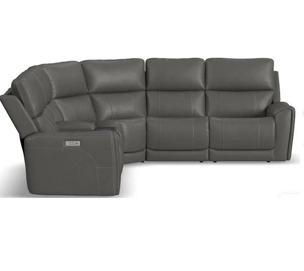Flexsteel Latitudes Motion Carter Smoke Gray Power Fabric Sectional