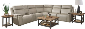 Flexsteel Vernon 6-Piece Triple Power Dove Grey Fabric Sectional with Power Headrest, Lumbar, Heat & Massage