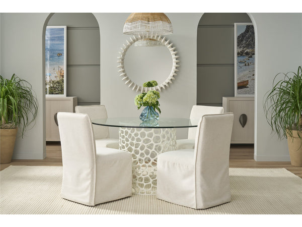 Universal Oasis Coastal Living Mainsail Upholstered Dining Side Chair with Casters in Nomad Snow