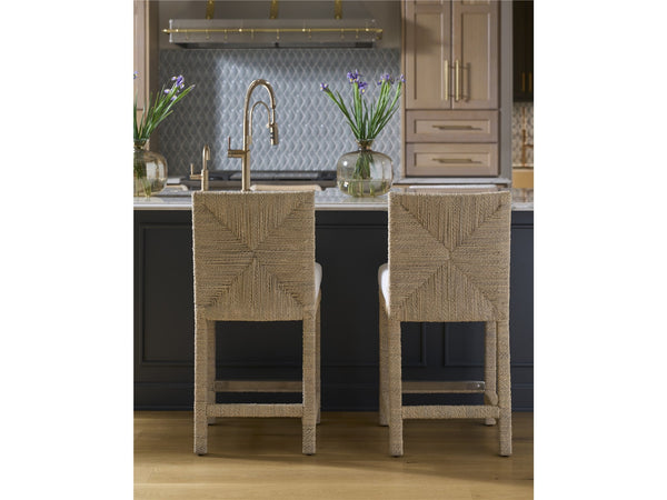 Universal Oasis Coastal Living 32-Inch Upholstered Abaca Counter Chair in Nomad Snow Fabric & Natural Abaca Fiber