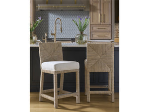Universal Oasis Coastal Living 32-Inch Upholstered Abaca Counter Chair in Nomad Snow Fabric & Natural Abaca Fiber