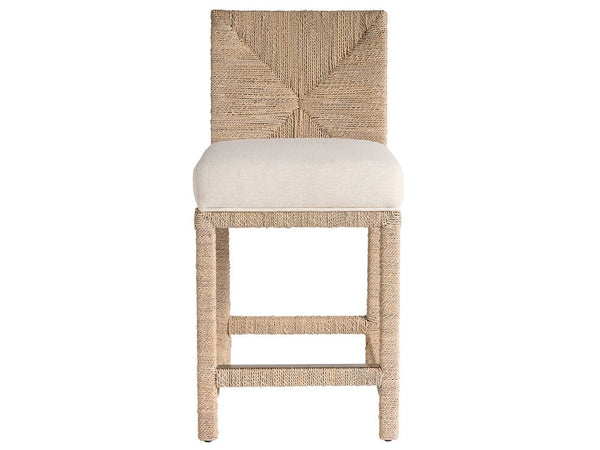Universal Oasis Coastal Living 32-Inch Upholstered Abaca Counter Chair in Nomad Snow Fabric & Natural Abaca Fiber