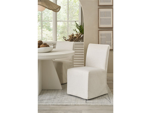 Universal Oasis Coastal Living Mainsail Upholstered Dining Side Chair with Casters in Nomad Snow