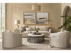 Universal Furniture Coastal Living Oasis Coral Quartz Top Cocktail Table in Antique Nickel