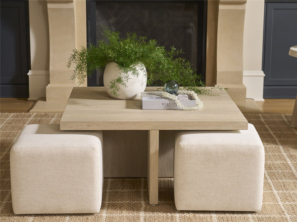Universal Furniture Coastal Living Oasis Cocktail Table with Ottomans in Nomad Snow & Dockside