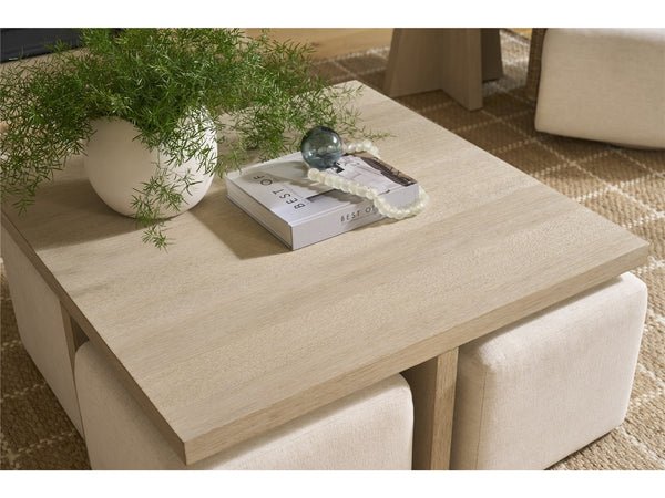 Universal Furniture Coastal Living Oasis Cocktail Table with Ottomans in Nomad Snow & Dockside
