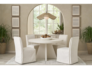Universal Oasis Coastal Living Mainsail Upholstered Dining Side Chair with Casters in Nomad Snow