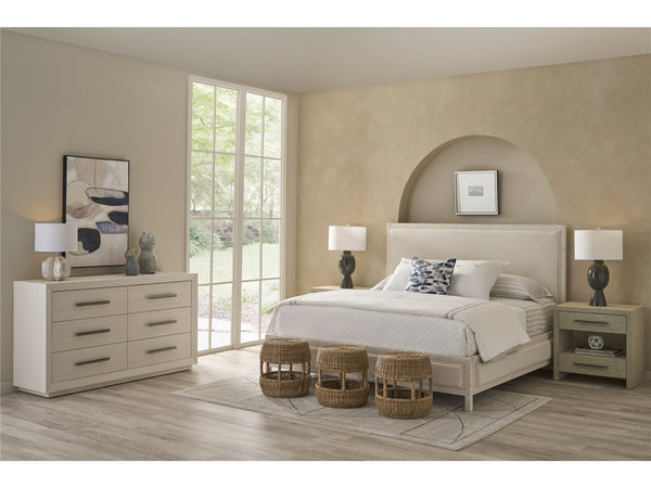 Universal Furniture Coastal Living Home Tidal White Rattan Upholstered King Headboard