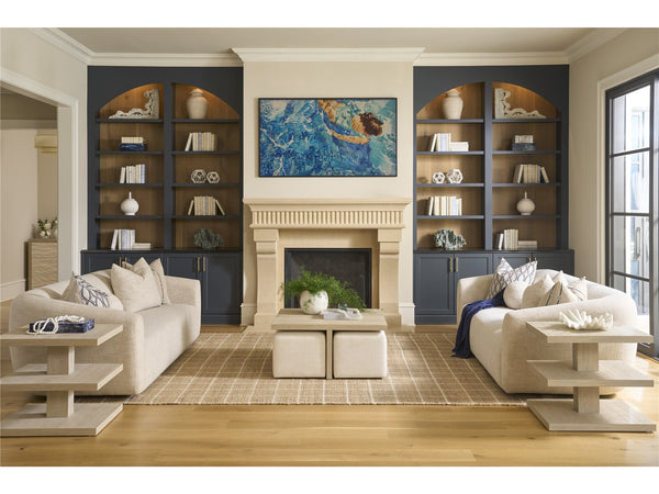 Universal Furniture Coastal Living Oasis Cocktail Table with Ottomans in Nomad Snow & Dockside