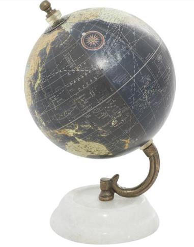 UMA Home Decor Black Marble Globe