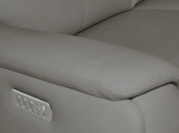 Flexsteel Vernon 6-Piece Triple Power Dove Grey Fabric Sectional with Power Headrest, Lumbar, Heat & Massage