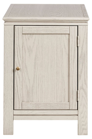 Aspen Home Sandro Chairside Table with Door in Brushed White