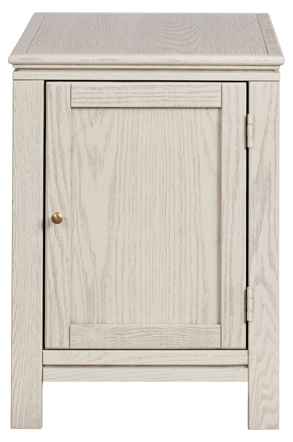 Aspen Home Sandro Chairside Table with Door in Brushed White