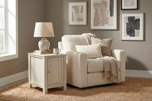 Aspen Home Sandro Chairside Table with Door in Brushed White