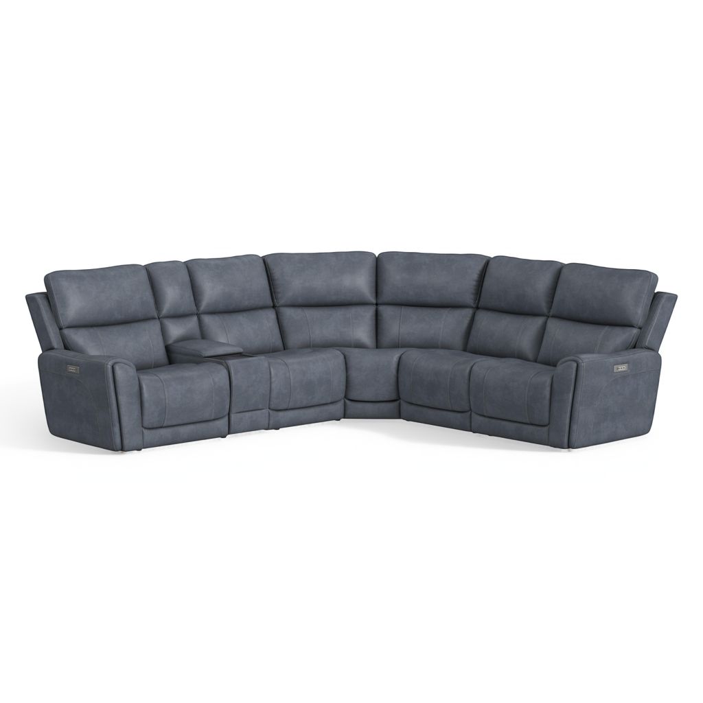 Flexsteel Aurora Coconut 6-Piece Leather Sectional | Hudson's