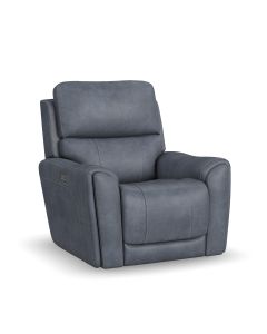 Flexsteel Carter Power Recliner with Power Headrests & Lumbar in Slate Fabric