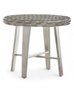 South Sea Outdoor Living Grand Isle Soft Granite End Table with Tempured Glass Top