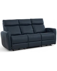 Hudsons Furniture Exclusive Enzo Triple Power Sofa in Blue Leather