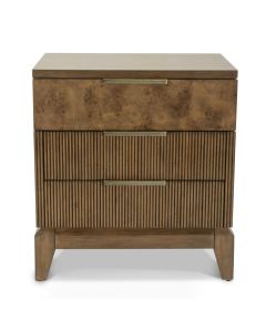 Seawinds Finn & Louise Manhattan Valley 3-Drawer Nightstand with Power & USB A + C Mappa Burl & Vintage Chestnut