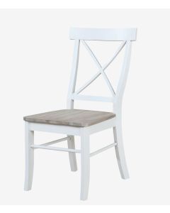 Madison Avenue Coastal Views White Dining Chair with French Gray Seat
