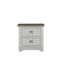 American Woodcrafters Meadowbrook Whitewash 2-Drawer Nightstand with Sand Tops