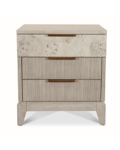 Seawinds Finn & Louise Manhattan Valley 3 Drawer Nightstand with Power and USB A + C. Mappa Burl Light
