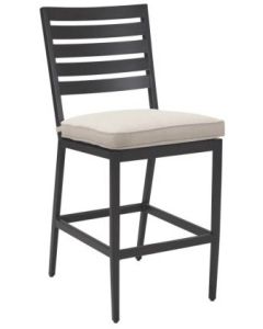 Plank & Hide Adeline Outdoor Counter-Height Armless Stool in Wenge Finish with Silver Dove Fabric