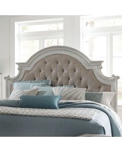 Liberty Furniture Magnolia Manor Antique White King Upholstered Panel Headboard