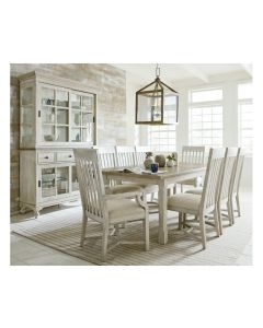 American Drew Litchfield Cottage Country Dining Table with 4 Upholstered Cushion Side Chairs