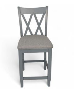 John Thomas Upholstered Stool in Smoke & Phoebe Slate