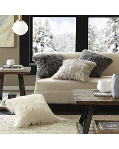 Olliix Madison Park Edina Natural Faux Fur Square Pillow