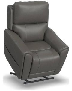 Carter Smoke Fabric Power Lift Recliner with Power Headrest, Lumbar, Heat & Massage