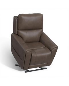 Carter Cappuccino Fabric Power Lift Recliner with Power Headrest, Lumbar, Heat & Massage