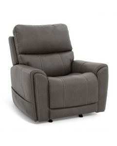 Flexsteel Carter Smoke Fabric Power Rocking Recliner with Power Headrest, Lumbar, Heat & Massage