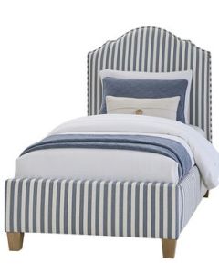 Tide & Timber White Maple Twin Blue Striped Upholstered Bed