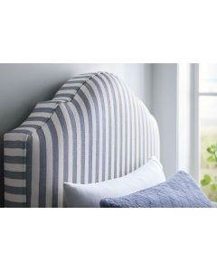 Tide & Timber White Maple Twin Blue Striped Upholstered Headboard
