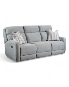 Homestead Aria Oatmeal Manual Double Reclining Sofa with Pillows