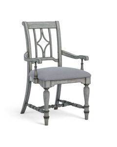 Flexsteel Plymouth Distressed Graywash Upholstered Seat Dining Armchair