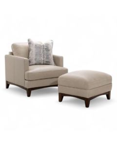 Hudsons Furniture Leather Durango Volcano Ivory Armchair with Pillow in Giddy Stone