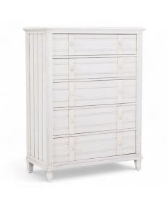 Palmetto Home Cane Bay White 5-Drawer Chest