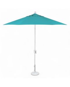 Treasure Garden Aqua Market White Pole Umbrella with 50Lb Art Deco Base