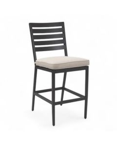 Plank & Hide Adeline Outdoor Counter-Height Armless Stool in Wenge Finish with Silver Dove Fabric